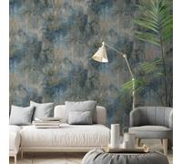 Navy Plaster Effect Wallpaper Concrete Industrial Textured Vinyl