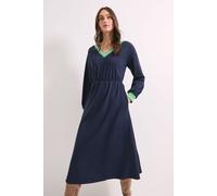 Navy Rib Contrast Detail V Neck Midi Dress Principles Navy 20