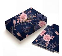 Navy Rose Gold 1966 Champagne Birthday Wrapping Paper Folded Sheets, 120GSM Thick Kraft Wrapping Paper for Women, 60th Floral Print Present Packaging for Mom Wife, 2 Pack