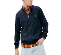 (Navy, S) BRAVE SOUL Mens Cable Knit Cardigan Jumper