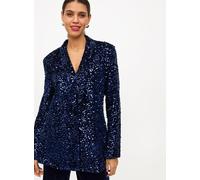 Navy Sequin Embellished Relaxed Blazer 16