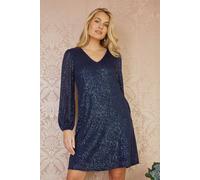 Navy Sequin Tunic With Balloon Sleeves Yumi Navy 18