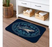 Navy Shark Quick Dry Bath Mat, Vintage Nautical Ocean Absorbent Non Slip Shower Mat, Decorative Flannel Washable Bath Rugs for Bathroom Toilet Restroom 16x24 Inch