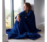 Navy Snug Rug Deluxe Blanket With Sleeves Luxury Cosy Super Soft Coral Fleece Fabric Long Oversized Pouch Pocket Adults