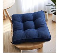 Navy Square Kitchen Chair Cushions Set of 4-45x45x10cm Polyester Seat Pads with Ties for Dining Indoor & Outdoor Use PP Cotton Filling for Garden & Patio Comfort