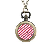 Navy Stars on U.S. Flag Stripes Vintage Pocket Watch with Chain Arabic Numerals Scale Quartz Pocket Watches Gifts for Men Women