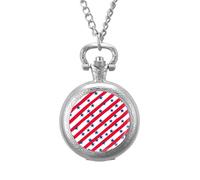 Navy Stars on U.S. Flag Stripes Vintage Pocket Watch with Chain Arabic Numerals Scale Quartz Pocket Watches Gifts for Men Women