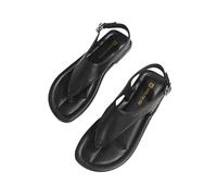 Navy Strappy Sandals Wide Fit Really Comfy Sandals Women's Flat Beach Vacation Simple Roman Ladies Sandal Wide Fitting Shoes Ladies (Black, 35)