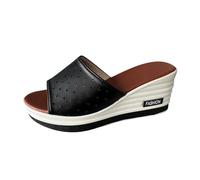 Navy Strappy Sandals Womens Summer Sandals Flat Women's Spring/Summer Mouth Slope Heel Casual Large Size Straight Line Slippers Beach Women'S Slip On For Women Uk (BK2, 6.5)