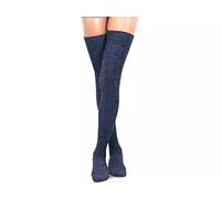 Navy Thigh High Socks for Women, Thick Long Socks Cotton Knitted, Thigh High Stockings, Ladies Over The Knee High Socks, Girls School Socks, Perfect Fit with Skirt, UK Size 4-6