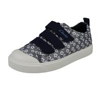 (Navy, UK 1 Child) Girls Clarks Machine Washable Casual Shoes City Vibe - G Fit