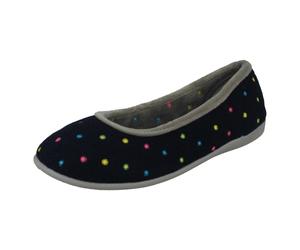 (Navy, UK 3) Ladies Padders Casual Slip On Slippers Ballerina