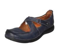 (Navy, UK 5.5) Ladies Unstructured by Clarks Hook and Loop Casual Shoes Un Loop Strap - D Fit