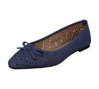 (Navy, UK 5) Ladies Spot On Ballerina Flat Shoes F80460