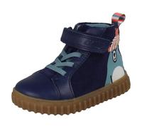 (Navy, UK 6.5 Infant) Boys Clarks Elasticated Lace Bear Face Ankle Boots Cove Kind - G Fit