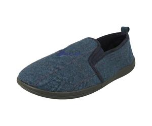 (Navy, UK 9) Mens Padders Stag Detailed Slipper Huntsman
