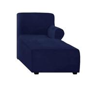 Navy Velvet L-Sd Sectal Sofa Slipcover Soft Anti-Slip Chaise Loun Protector Machine Washable Couch Cover for Right Side Chaise Fur Upgrade