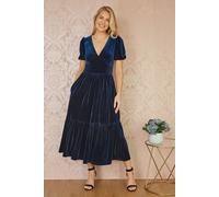 Navy Velvet Midi Dress Yumi Navy 24