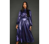 Navy Waist Detail Metallic Midi Dress Principles Navy 12