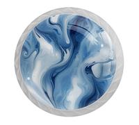 Navy White Marble 4 PCS Cabinet Knobs, Round Crystal Glass Decoration ABS Material Kitchen Hardware, Furniture Drawer Knobs Cupboard Single Hole Pull Handles