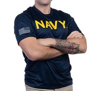 Navy Wicking PT Style Shirt | U.S. Military Naval Sailor Performance Training Infantry Workout T-Shirt, Navy, Large