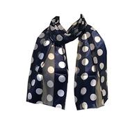 Navy with White Big spot Thin Pretty Scarf. Lovely with Any Outfit. 50's Style Scarf