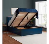 Navy Wood Double Ottoman Bed and Mattress Bundle Phoenix Nebula 135cm 4ft 6 Birlea Navy Double