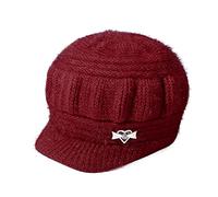 Navy Wool Snow Ski Caps with Visor - Warm Knit Bobble Hats for Men & Women - Sparkly Cowboy Hats for Winter