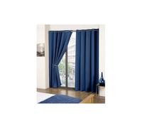 Navy Woven Thermal Blackout Eyelet Curtains 46 Inch Width X 72 Inch Drop