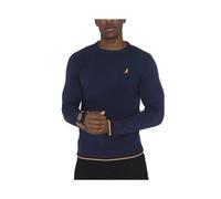(Navy, XL) BRAVE SOUL Mens Pullover Jumper Long Sleeve Crew Neck Sweater Plain Casual Top