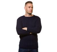 (Navy, XL) Malay New Mens Chunky Cable Knit Pullover Jumper Thick Worm Winter Sweater