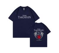 (Navy, XL) Men's Summer Cotton T-Shirt, Game of Thrones, A Song of Ice and Fire, Three-Headed Dragon Print Short Sleeve T-Shirt