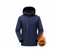 (Navy, XXL) Men's Winter Inner Fleece Waterproof Jacket Custom Printing Embroidery Logo Outdoor Windbreaker Hiking Camping Thermal Coat