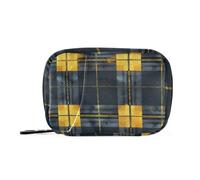 Navy Yellow Plaid Pattern Modern First aid Bag with Detachable Compartments Portable Pill case Travel for Purse