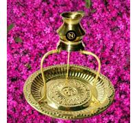 Navyaksh Brass Pooja Plate Thali, Shivling Stand, Abhishek Lota Kalash, Brass Kalash (Gold)