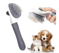 NAVZA Cat Brush for Grooming - Self Cleaning Slicker Brush for Cats & Dogs with One-Click Hair Release Button, Rounded Stainless Steel Pins for Deshedding & Undercoat Removal, Long & Short Hair Pets