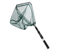 Navza Telescopic Fishing Landing Net - Foldable & Extendable 1.3M Aluminum Handle, Lightweight & Portable Fish/Bird Catch Net (Silver Pole, Green Mesh)