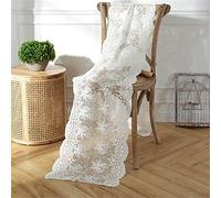 nawaish Lace Table Runner White Vintage Flowers Embroidered Lace Long Dressing Table Runner White Lace Table Runner for Wedding Party Decorations