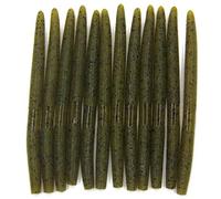 NAWAISH Senko Bait Soft Plastic Lures 5" Senkos Worm 24 Pcs for Wacky Rig Freshwater Fishing Green Pumpkin senko with Black Flake (Green Pumpkin Senko)