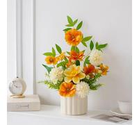 NAWEIDA Artificial Flower in Vase Silk Blue Hydrangeas Flowers with Vase,Faux Flower Arrangement with Vase Suitable for Home Office Decoration, Dining Table Centerpiece