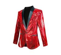 Nawgut Sequin Blazer Metallic Suit Disco Prom Shiny Jacket Wedding Party Banquet Fashion Tuxedo for Mens Adult, Red, M