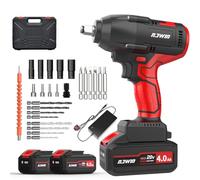 NAWIN Cordless Impact Wrench, 1/2 Inch, 600N.m(450 ft-lbs) Brushless Impact Gun with 2×4.0Ah Batteries, Power Impact Wrench with Sockets Kit and Fast Charger