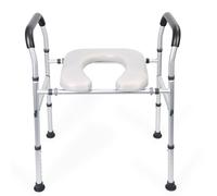 nawoefii Raised Toilet Seat with Handrail, Width and Height Adjustable Raised Toilet Seat with Arm, Toilet Frame with Widen Seat, Toilet Frame for Disabled and Elderly, Up to 300lbs White 1 Set