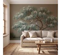 NAWVNMI 3D Relief Plants Wall Mural Wallpaper, Wisteria Tree Long-Tailed Bird Panoramic Wallpaper for TV Backdrop, Large Wall Mural for Living Room Bedroom Office Decoration, 350 x 256cm (W x H)