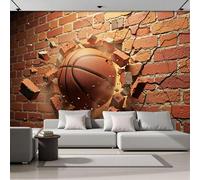 NAWVNMI 3D Street Style Wallpaper for Living Room - Basketball Wall-Breaking Effect Wall Murals for Bedrooms, 3D Street Style Wall Art, Silk Photo Wallpaper 3D Effect, 300 x 210cm