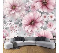 NAWVNMI Blush Pink Grey Mural Wallpaper, Romantic Floral Wallpaper, French Watercolor Wallcovering for Living Room, TV Backdrop, Hotel Wall Background, 3D Large Wall Mural Silk 200 x 140cm (WxH)