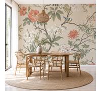 NAWVNMI British Style Countryside Wall Mural Wallpaper, Roses Orchids Daffodils Panoramic Wallpaper for TV Backdrop, Large Wall Mural for Living Room Bedroom Office Decoration, 250 x 175cm (W x H)
