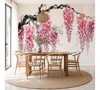 NAWVNMI Chinese Style Ink Painting Wall Mural Wallpaper, Weeping Wisp Panoramic Wallpaper for TV Backdrop, Large Wall Mural for Living Room Bedroom Office Decoration, 400 x 280cm (W x H)