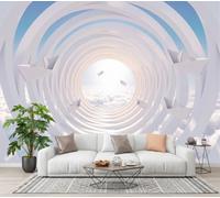 NAWVNMI Clouds Tunnels Wall Mural Wallpaper, Suspended Paper Boat, Panoramic Silk Paste-the-Wall, Multi-Panel Wall Art for Living Room or Bedroom, 300 x 210cm