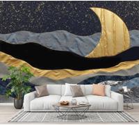NAWVNMI Collage Landscape Wall Mural Wallpaper, Crescent Moon Mountains Panoramic Wallpaper for TV Backdrop, Large Wall Mural for Living Room Bedroom Office Decoration, 250 x 175cm (W x H)